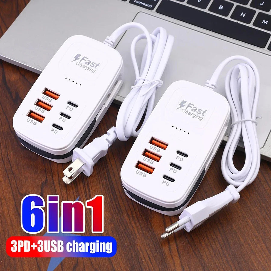 Mobile & Charging: 6-Port USB-C & USB Desktop Charging Station