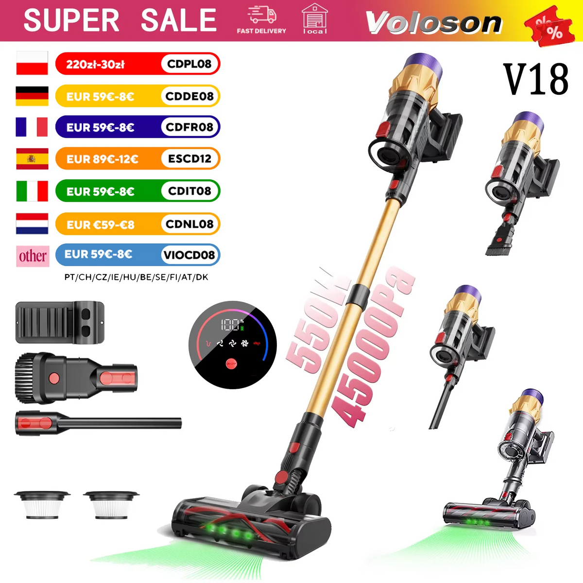 V18 Cordless Stick Vacuum Cleaner