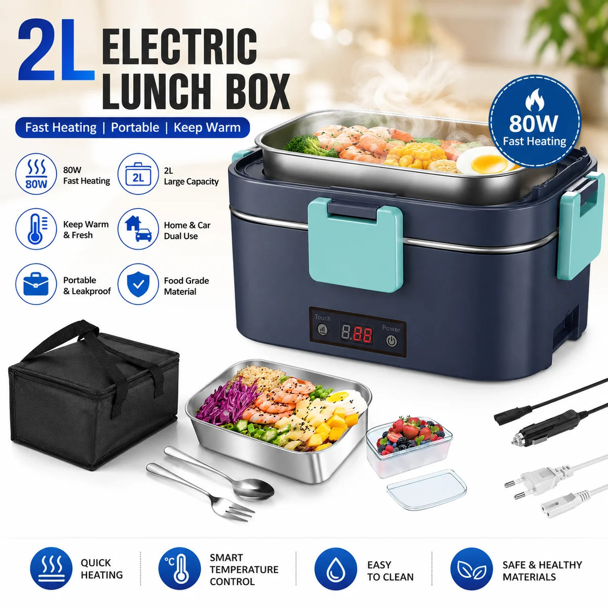 2L Electric Heated Lunch Box