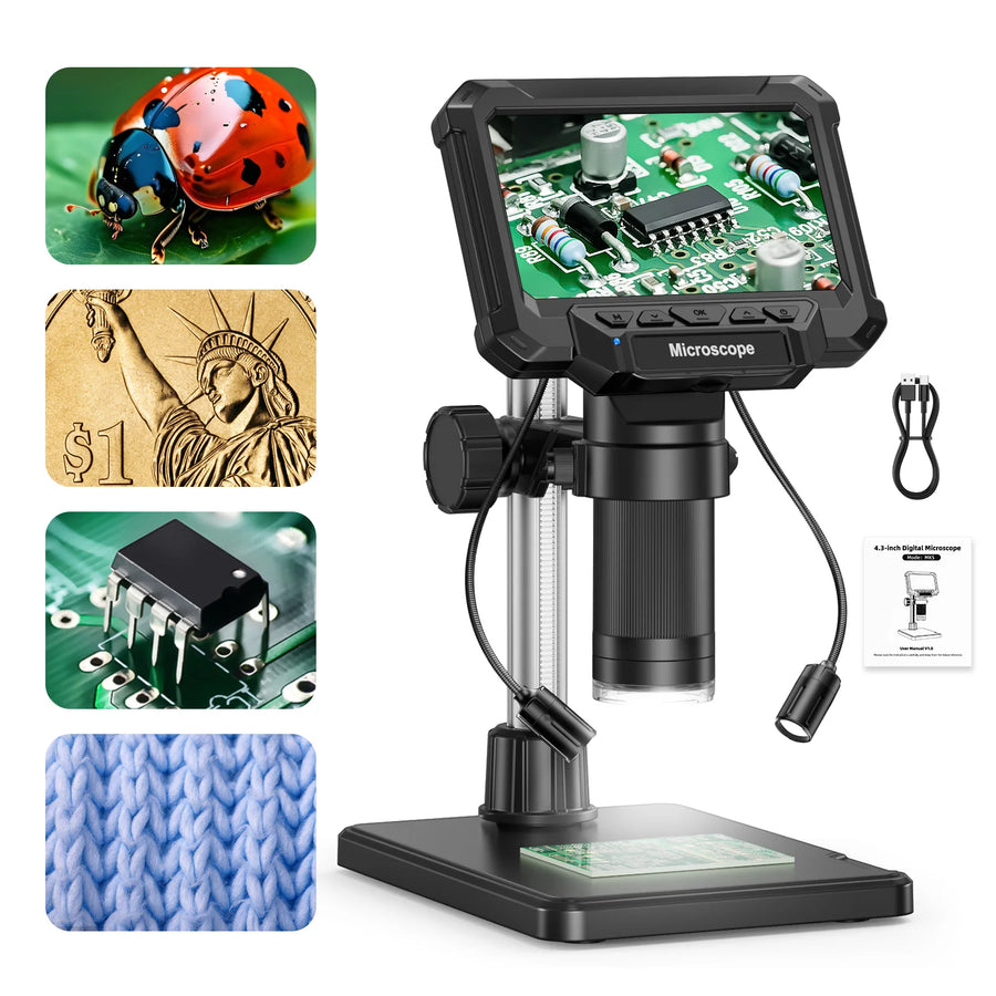 Digital microscope with 4.3 inch display