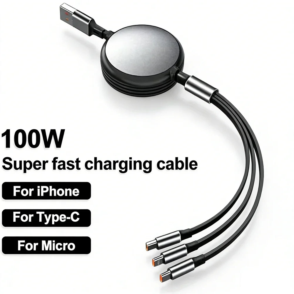 3 in 1 retractable charging cable