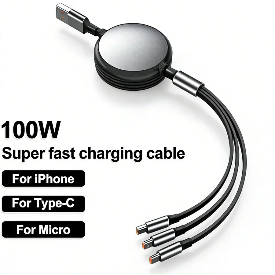 3 in 1 retractable charging cable