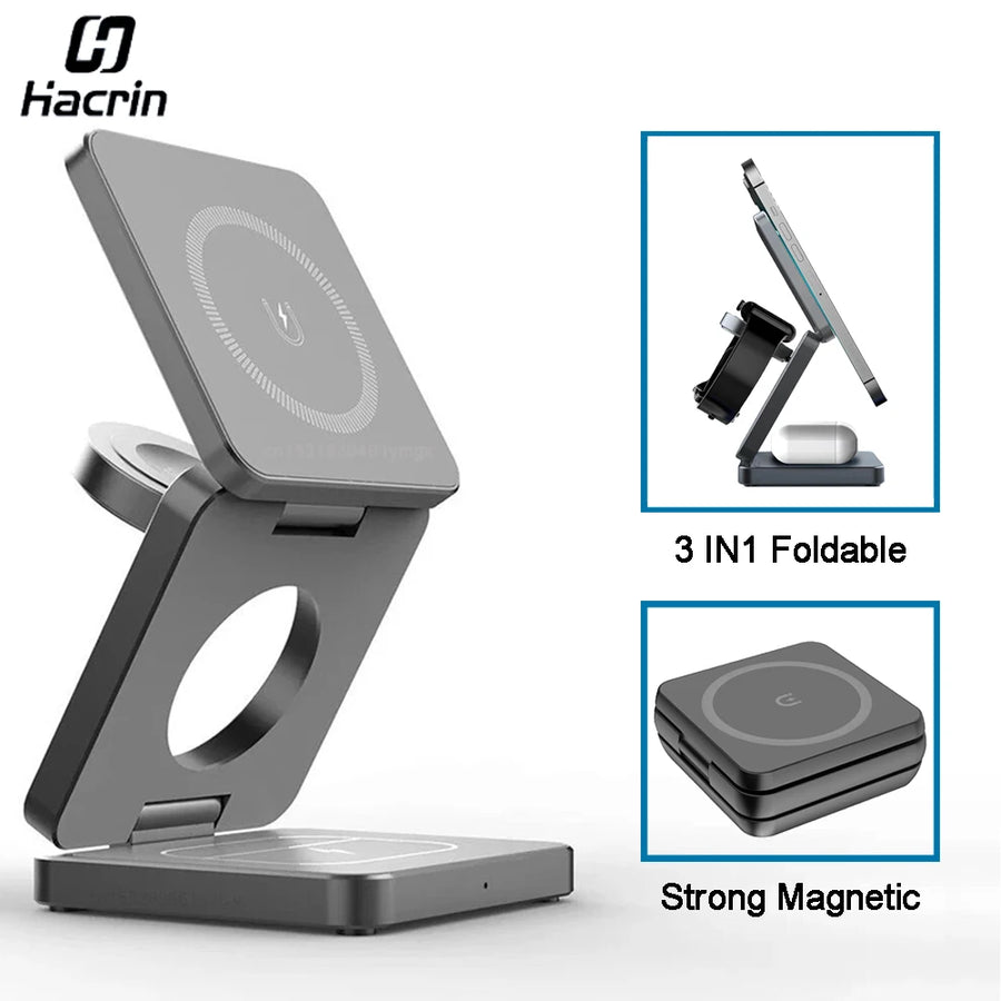 3-in-1 foldable magnetic wireless charging stand