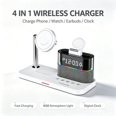 Wireless Charging Alarm Clock Speaker product view