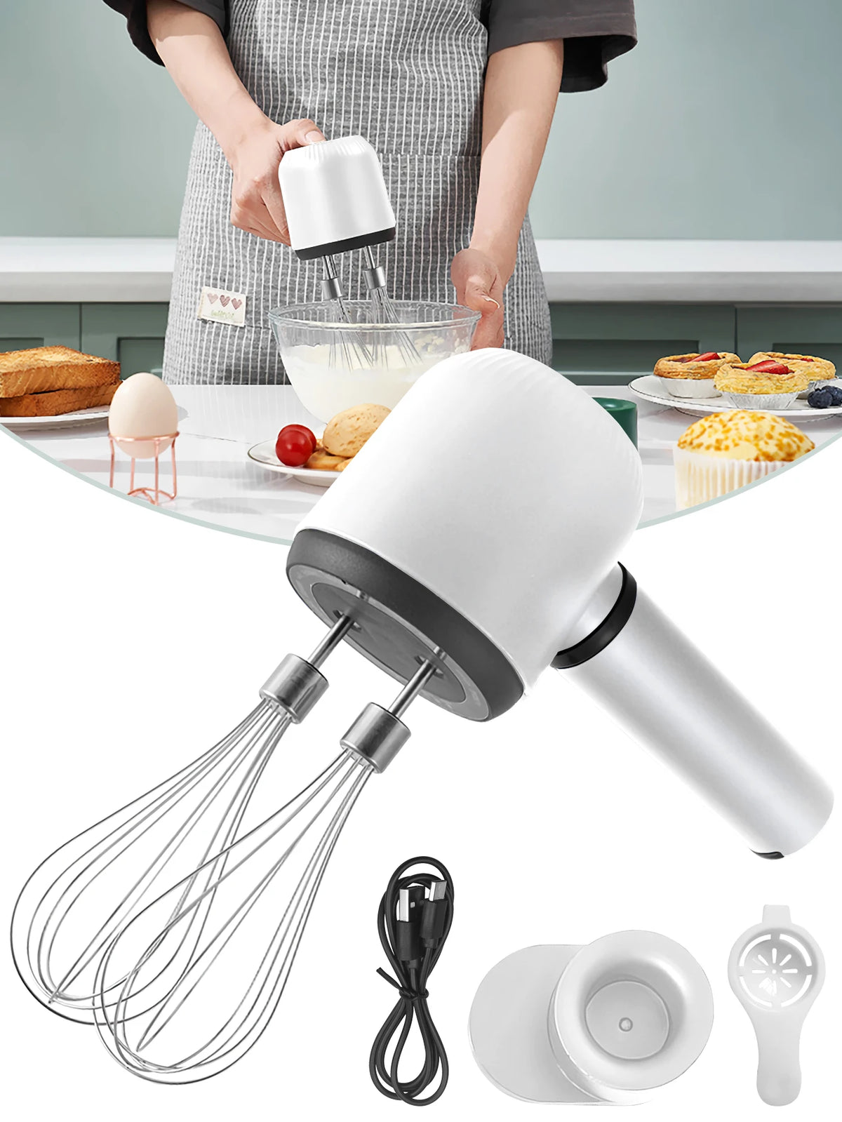 Rechargeable cordless hand mixer