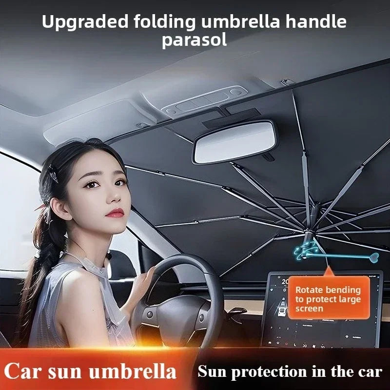 Foldable car windshield sunshade umbrella