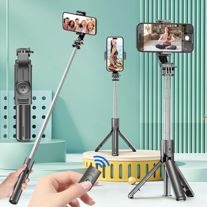Selfie stick tripod with Bluetooth remote