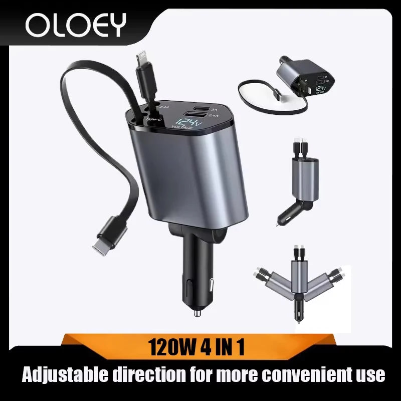 120W Retractable Car Charger product view