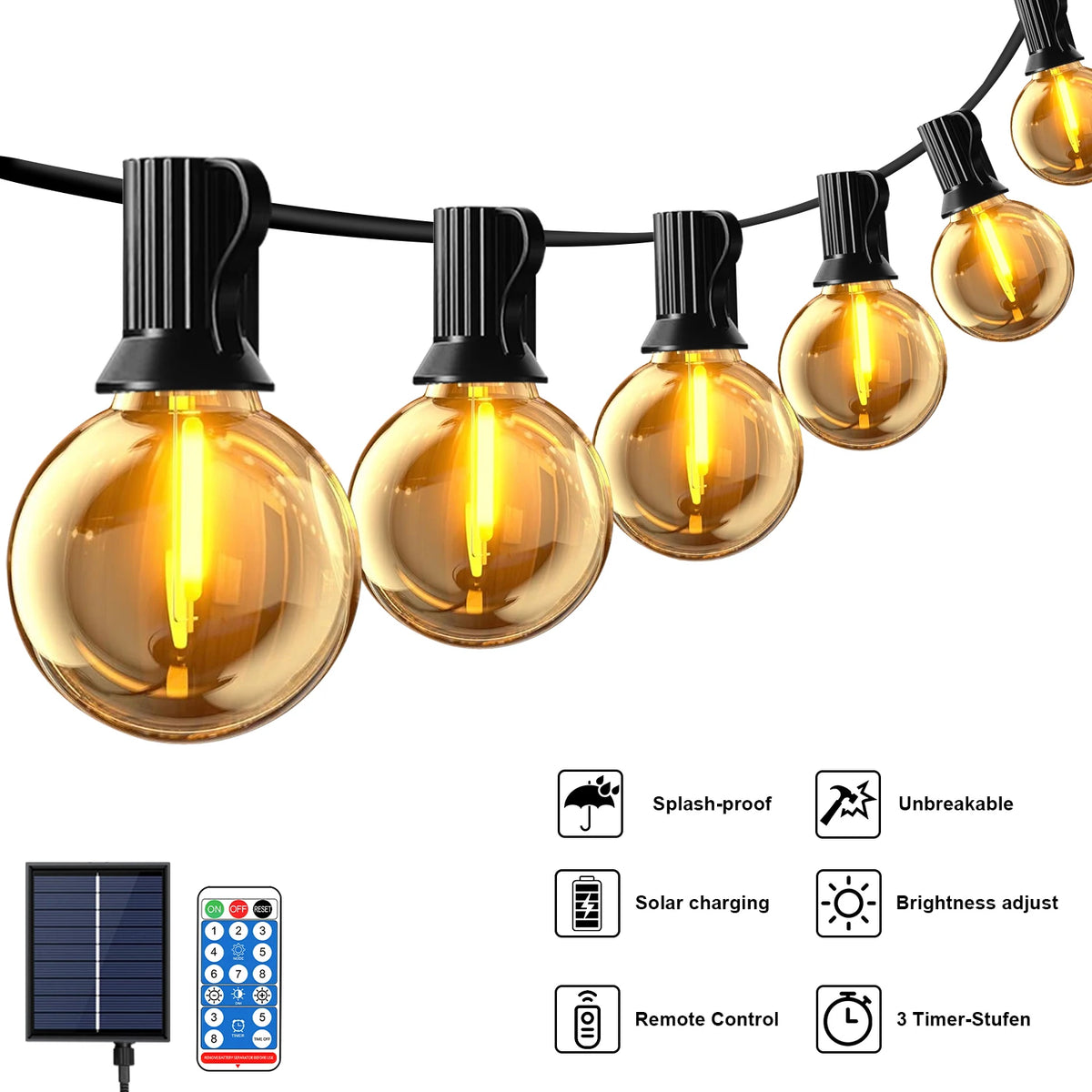 Solar G40 Globe String Lights product view