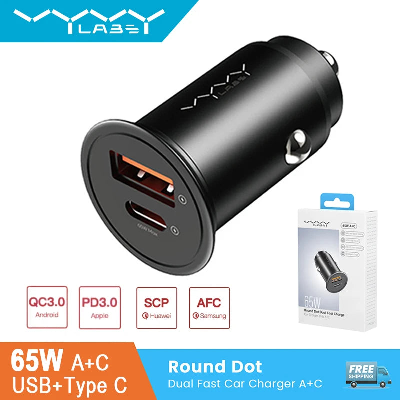 65W Dual-Port Car Fast Charger product view