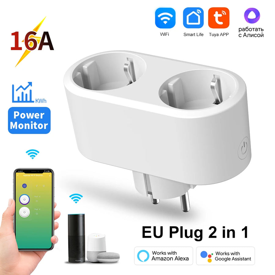 Dual EU WiFi smart plug with energy monitoring