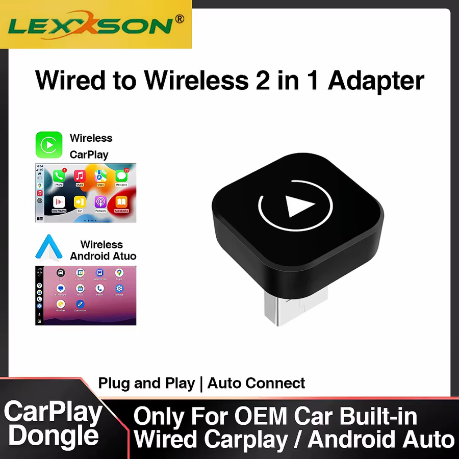 Wireless 2-in-1 CarPlay and Android Auto adapter