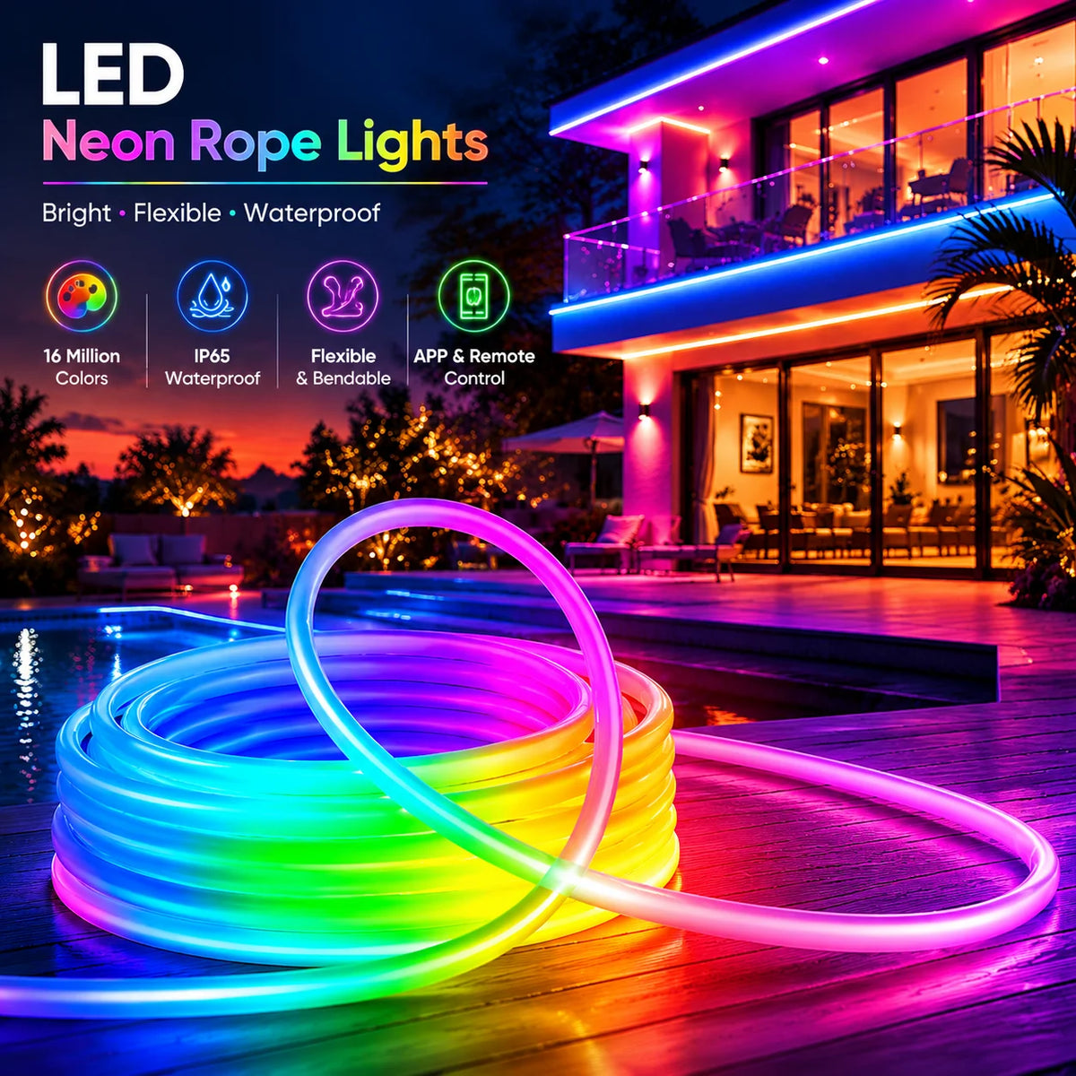 RGBIC neon rope light with app control