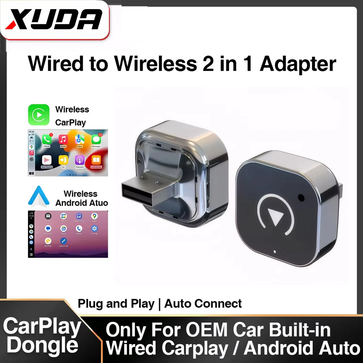 Compact wireless CarPlay adapter
